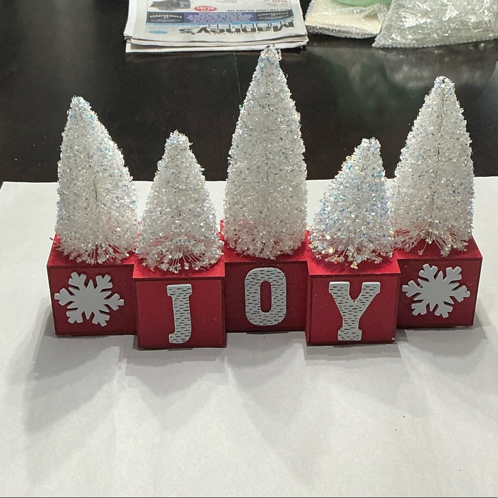 Festive Red and White Holiday Decor set - JOY